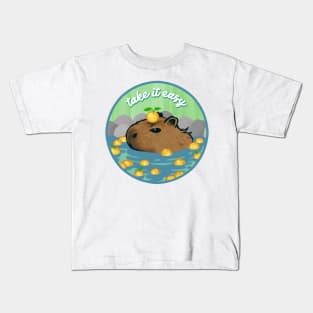 Chill Capybara (circle design) Kids T-Shirt